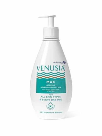 Venusia Max Moisturising Lotion 500ml with 4D Hyaluronic Acid, Shea, Aloe, Mango and Cocoa Butter for dry and sensitive skin